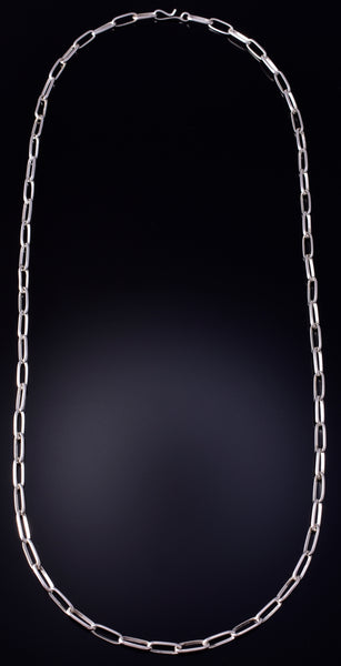 24" Silver Navajo Handmade Link Paperclip Necklace by Sally Shurley 5E10C
