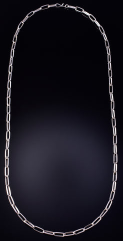 24" Silver Navajo Handmade Link Paperclip Necklace by Sally Shurley 5E10C