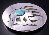 Silver & Lone Mountain Turquoise Bear Design Buckle by Erick Begay 3G07A