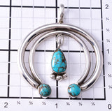 Vintage Silver Navajo Naja Pendant with Turquoise 6K02Y