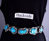 Vintage Large stone Sleeping Beauty Concho Belt by Ermerson Thompson 1L03G