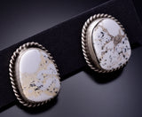 Silver & White Buffalo Turquoise Navajo Handmade Earrings by Elouise Kee 6J31P