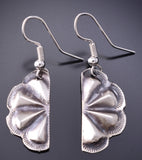 Silver Navajo Handstamped Concho Earrings by Joan Begay 6H25Z