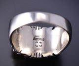 Size 10-3/4 Silver & Turquoise Multistone Navajo Inlay Ring stamped DD 6F09Z