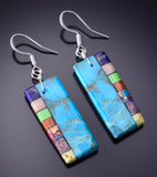 Turquoise Santo Domingo Handmade Medium Earrings by Mary Louise Tafoya 3G07O