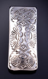 Silver Navajo Handstamped Diamond Ends Money Clip by Shirley Skeets 5L25L