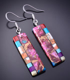Kingman Turquoise Santo Domingo Handmade Earrings by Mary Louise Tafoya 3G07R