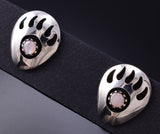 Pink Mussel Shell Bear Paw Earring Navajo handmade 6K02Q