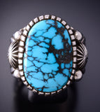 Size 14-1/4 Silver & Hubei Turquoise Navajo Men's Ring by Erick Begay 4C01V