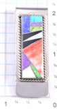 Silver & Turquoise Multistone Navajo Inlay Money Clip by Arnold Yazzie 5L25E