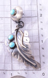 Silver & KingmanTurquoise Eagle Feather Navajo Earrings by Gabriele Yazzie 4A29H