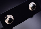 Black Onyx - Navajo Handmade Sterling Silver Post Earrings by Juanita Manygoats - 6J31E