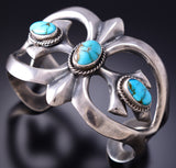 Navajo 3 Kingman Turquoise Stone Sandcast Bracelet by Eugene Gruber 6K28H