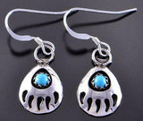 Silver & Turquoise Strong Bear Claw Navajo Earrings by Leta Parker 2B18G