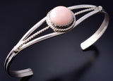 Silver & Pink Conch Shell Navajo Bracelet by Esther White 5L21Y