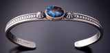 Silver & Egyptian Turquoise Navajo Handmade Bracelet 3F05Y