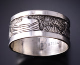 Size 11 Silver Navajo "Hogan" & Home Storytelling Ring by Elaine Becenti 5L10Z