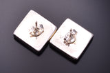 Silver & Turuqoise Zuni Inlay Square Post Earrings by Viann Haloo 3G05Z