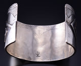 Vintage Silver Navajo Handmade Water Symbol Cuff Bracelet 6A03A