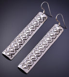 Silver Navajo Handstamped Long Earrings 4K07D