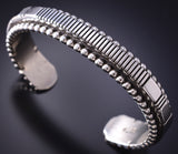 Preowned Silver Navajo Handstamped Bracelet by Johnathan Nez 6F09P