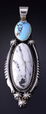 Silver & Golden Hills Turquoise/White Buffalo Navajo Pendant - Erick Begay 5F30D