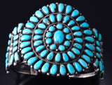 Vintage Silver & Natural Turquoise Navajo Cluster Bracelet signed XXX 6A21T