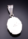 Silver & Opal Navajo Handmade Round Pendant by Samuel Yellowhair 3G03X