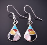 Silver Multistone Zuni Inlay Water Drops Earrings by Orena Leekya 3B10X