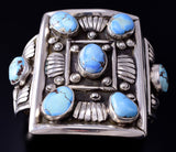 Vintage Silver & Golden Hills Turquoise Navajo Bracelet 5G18Z