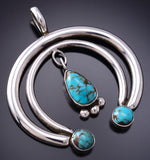 Vintage Silver Navajo Naja Pendant with Turquoise 6K02Y