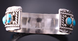 Silver & Kingman Turquoise Navajo Handmade Bracelet by Chester Charley 4E27D
