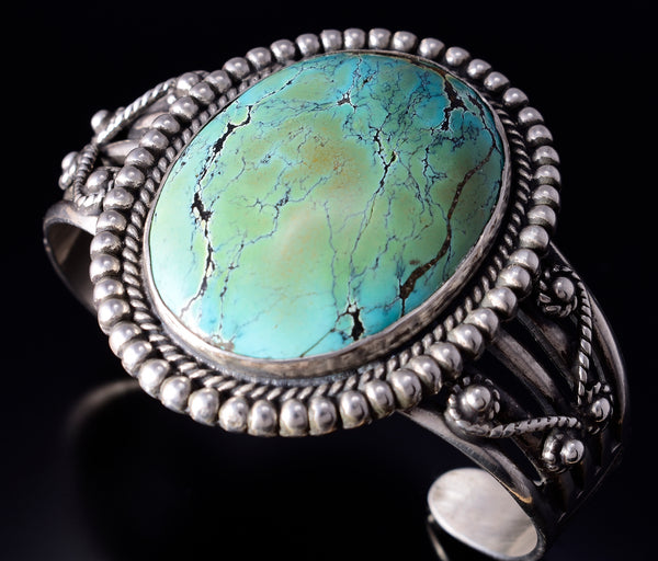 Vintage Fred Harvey-Style Turquoise and Silver Bracelet 5K17B