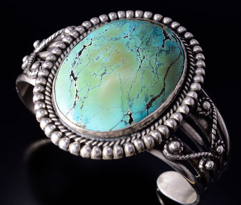 Vintage Fred Harvey-Style Turquoise and Silver Bracelet 5K17B