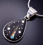 Silver & Jet Multistone Navajo Inlay Sky Pendant by TSF 3L08M