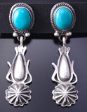 Silver & Turquoise Navajo Squash Bottom Earrings by Verley Betone 3J16F