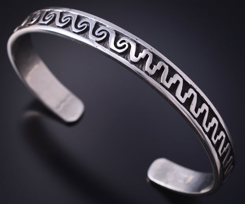 Silver Hopi Handmade Rivers & Canyons Bracelet by Gerald Lomaventema 5H25J