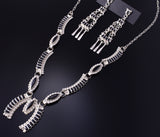 Silver & Onyx Zuni Inlay Necklace & Earring Set by Linda Shelandewa 5G28M
