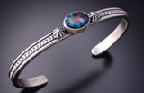 Silver & Egyptian Turquoise Navajo Handmade Bracelet 3F05Y