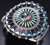Vintage Silver Multistone Zuni Inlay Sunface Bracelet Ben & Shirley Tzuni 6E14R