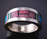Size 6 Silver & Turquoise Multistone Navajo Inlay Ring by Jimmy Harrison 5H02V
