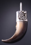 Silver Bear Claw "We were here" Navajo Handmade Pendant by Erick Begay 5G12X