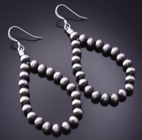 Silver Navajo Pearl Loop Handmade Earrings by Louise Joe 3K09M