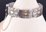 Vintage Silver & 14k Gold Navajo Handmade Link Bracelet stamped L 5K22D