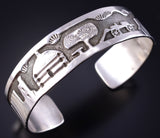 Vintage Silver Navajo Handmade Sacred Homeland Bracelet by Aroy Henry 5K10Z