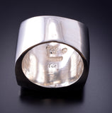 Size 10-1/2 Silver & Lapis Navajo Inlay Men's Ring by TSF 3L07D