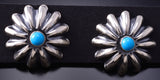 Sterling Silver Navajo Concho Earrings with Turquoise - 6K02B