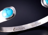 Vintage Men's Silver Bracelet with Turquoise on the Ends by Emerson Bill - 5L17S