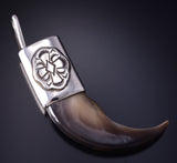 Silver Navajo Handmade Bear Claw Pendant by Erick Begay 5G12V