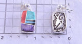 Silver & Turquoise Multistone Navajo Inlay Earrings 2K21R